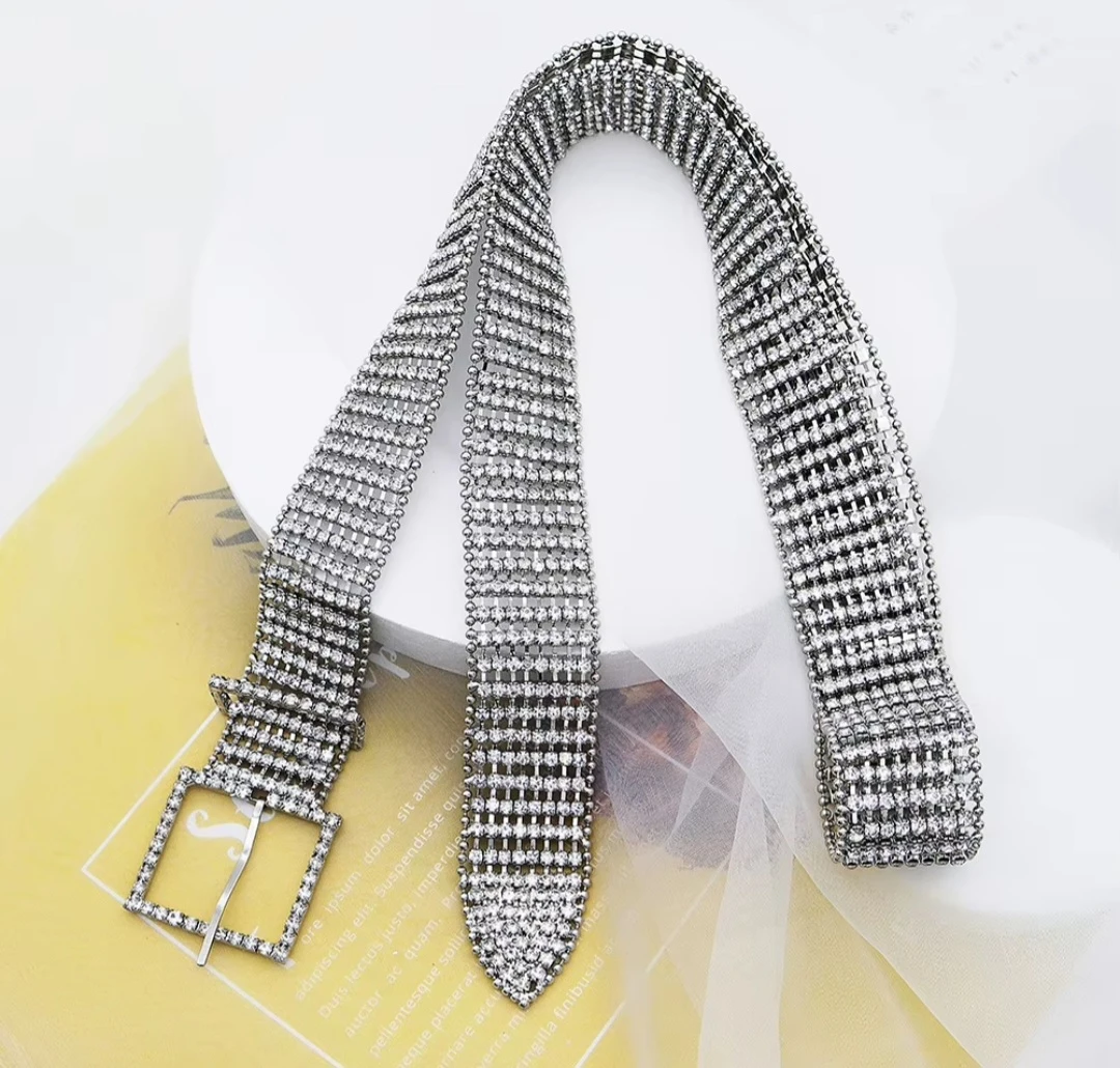 Water Every Sunday Crystal Rhinestone Belt Size Lg/XL - photo 3