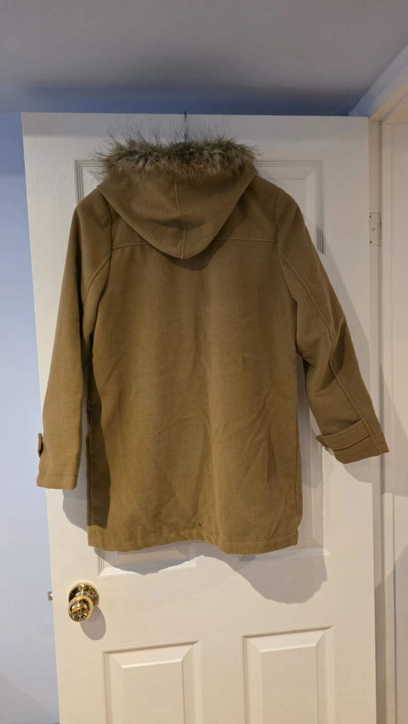 Brown toggle coat with faux fur trim and leopard print pockets - photo 5