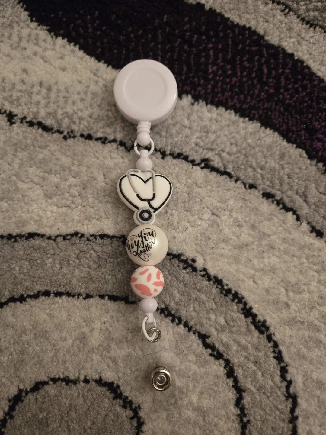 Nurse Badge Reel with Stethoscope Charm