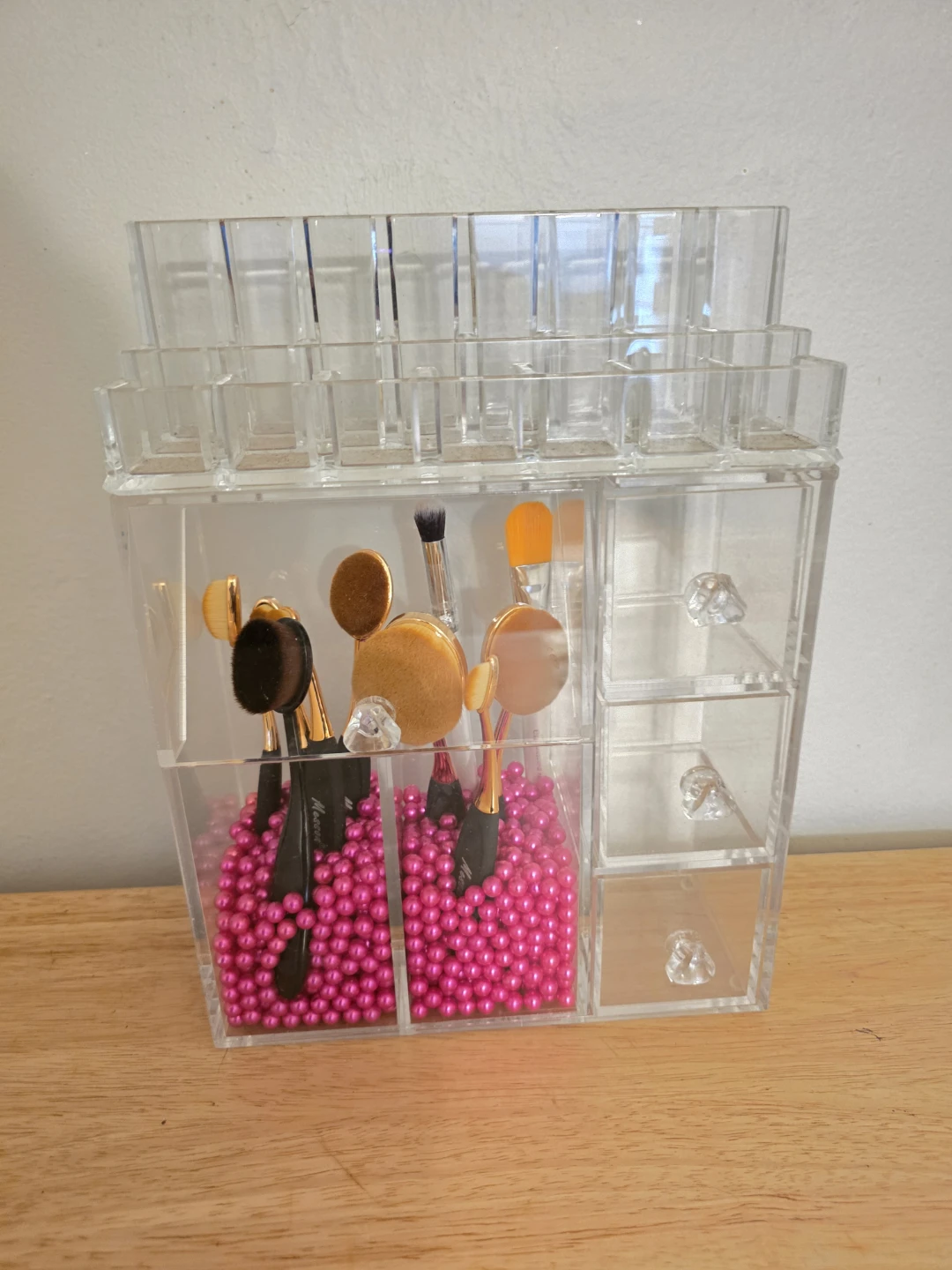 Clear Acrylic Makeup Brush Holder Organizer with Drawers