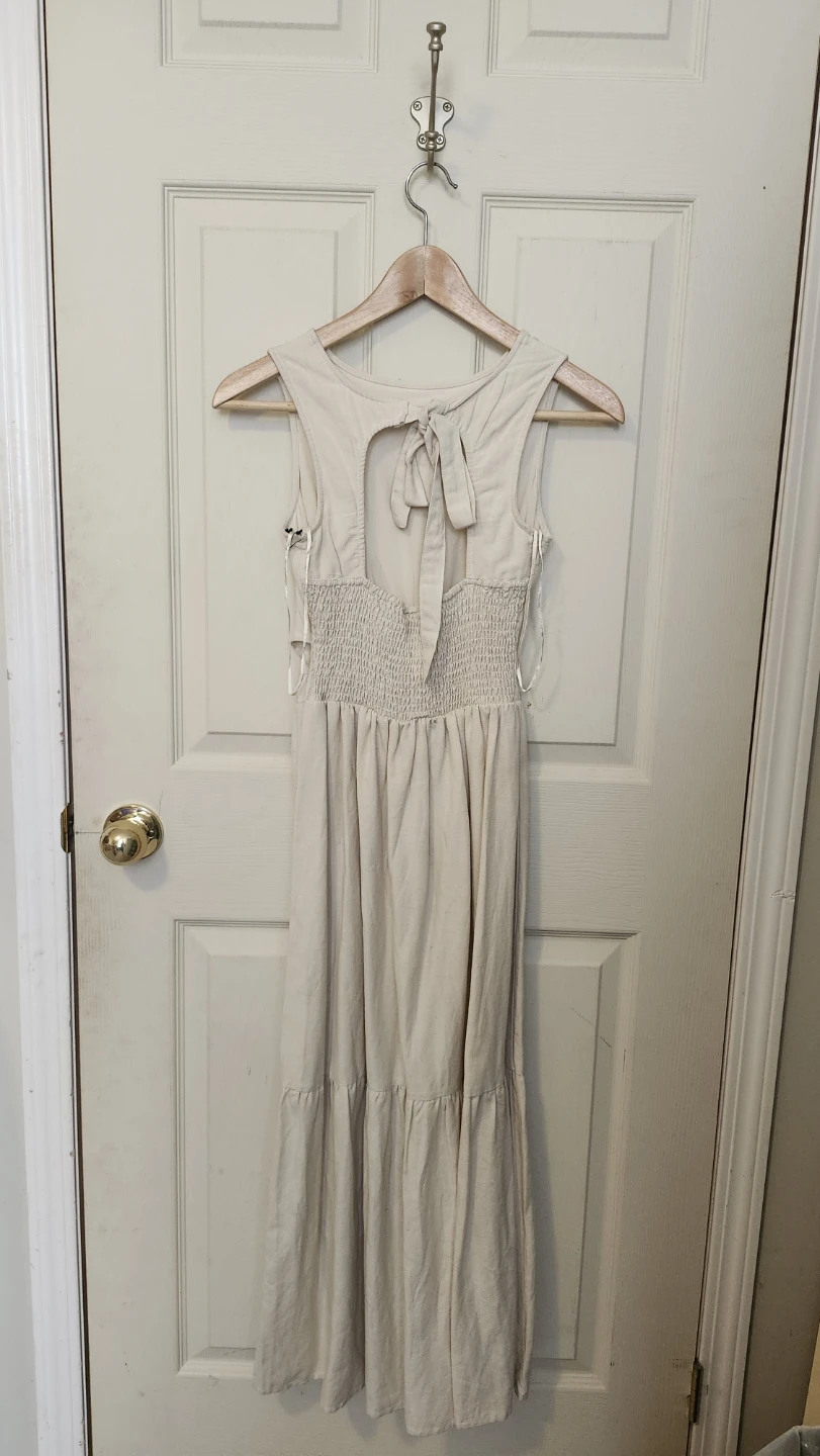 Cream Linen Blend Maxi Dress - photo 2