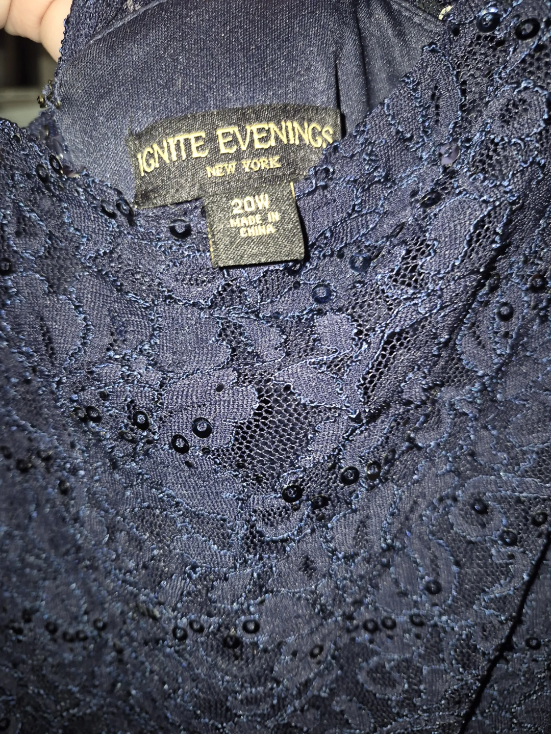 Navy Lace Sequined Hi/Lo Gown - photo 5