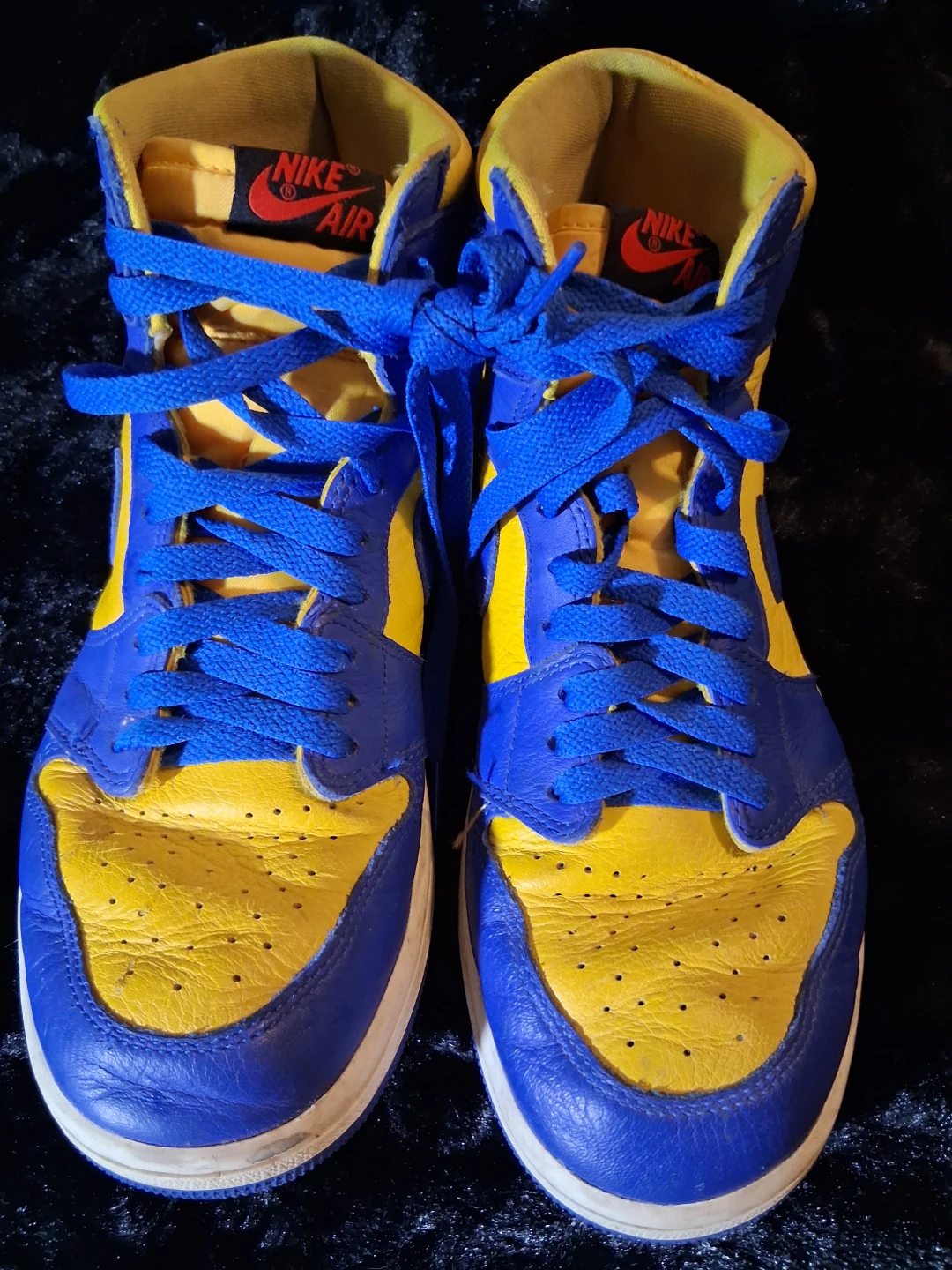 Nike Air Jordan 1 High Top Sneakers - Blue/Yellow - photo 2