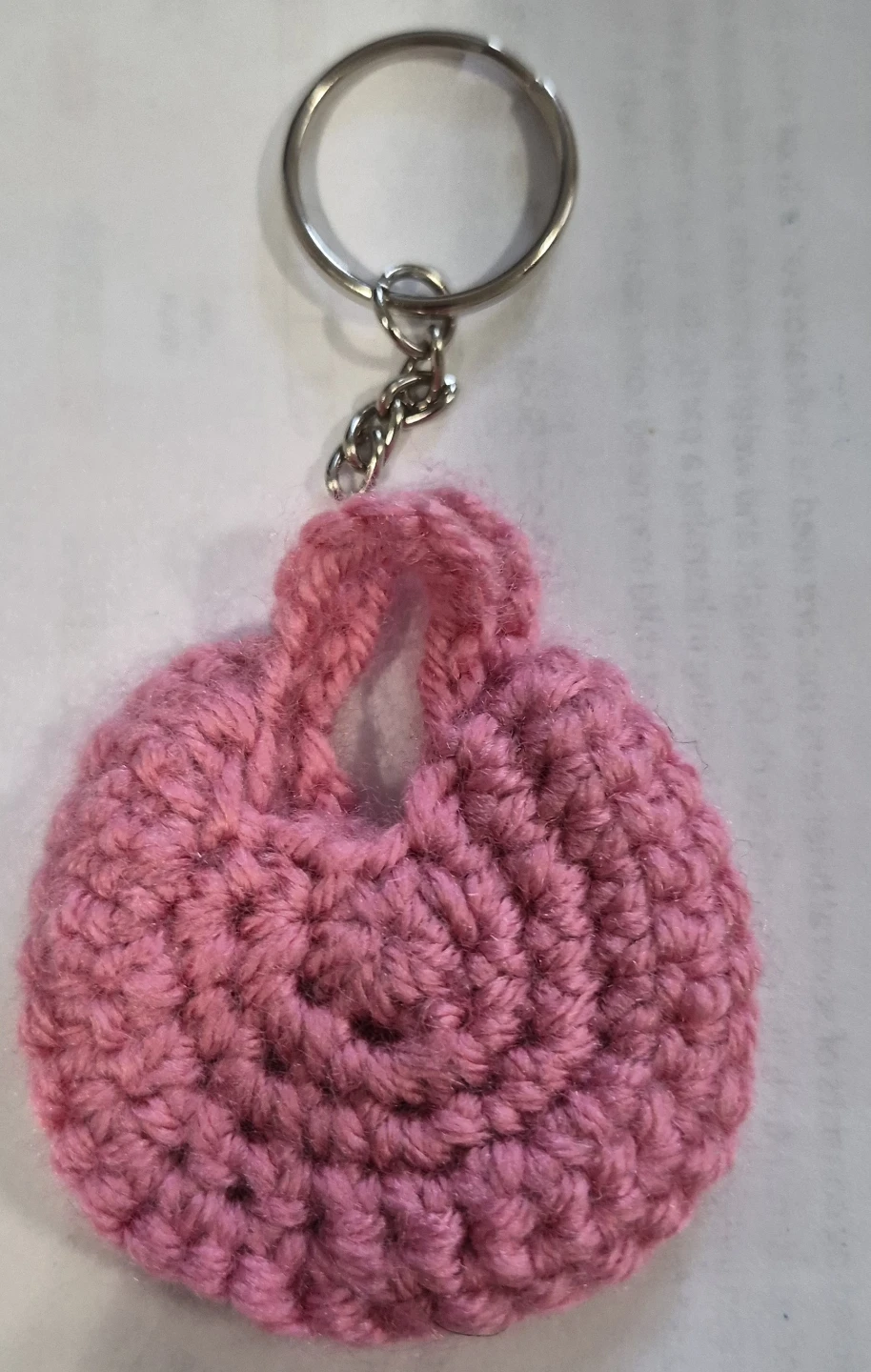 Handmade Pink Crochet Bag Keychain