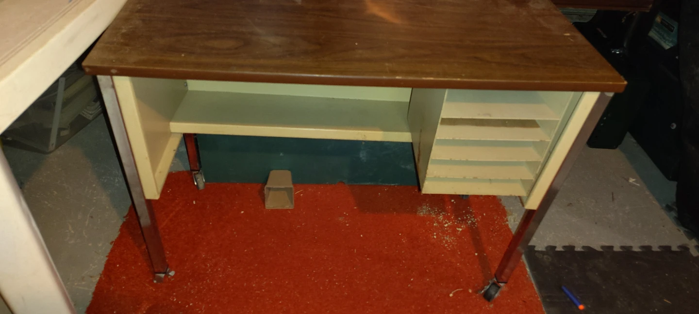 Vintage Metal Desk with Shelves