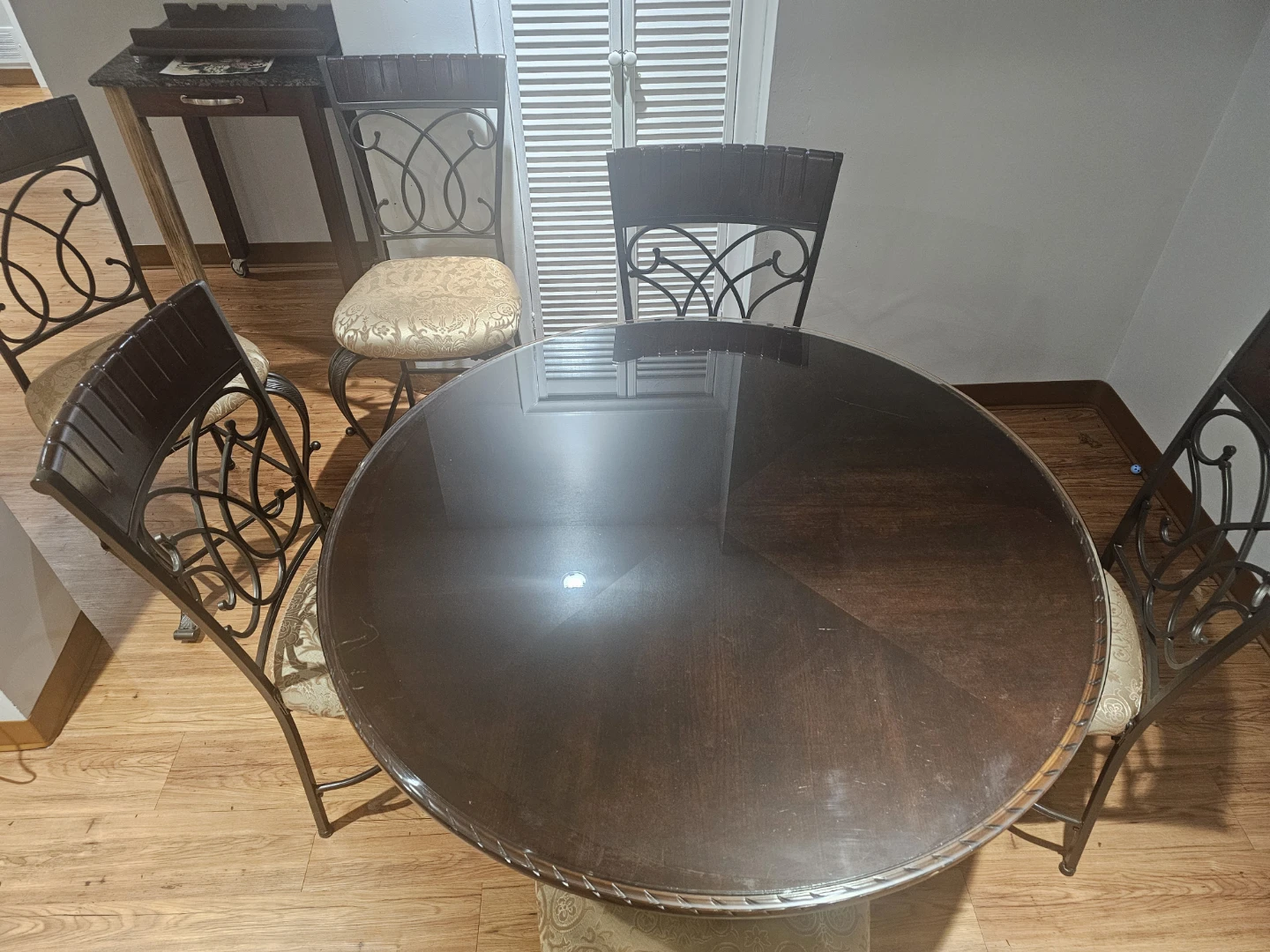 Round Dining Table and 4 Chairs + 2 Tall Chairs - photo 2