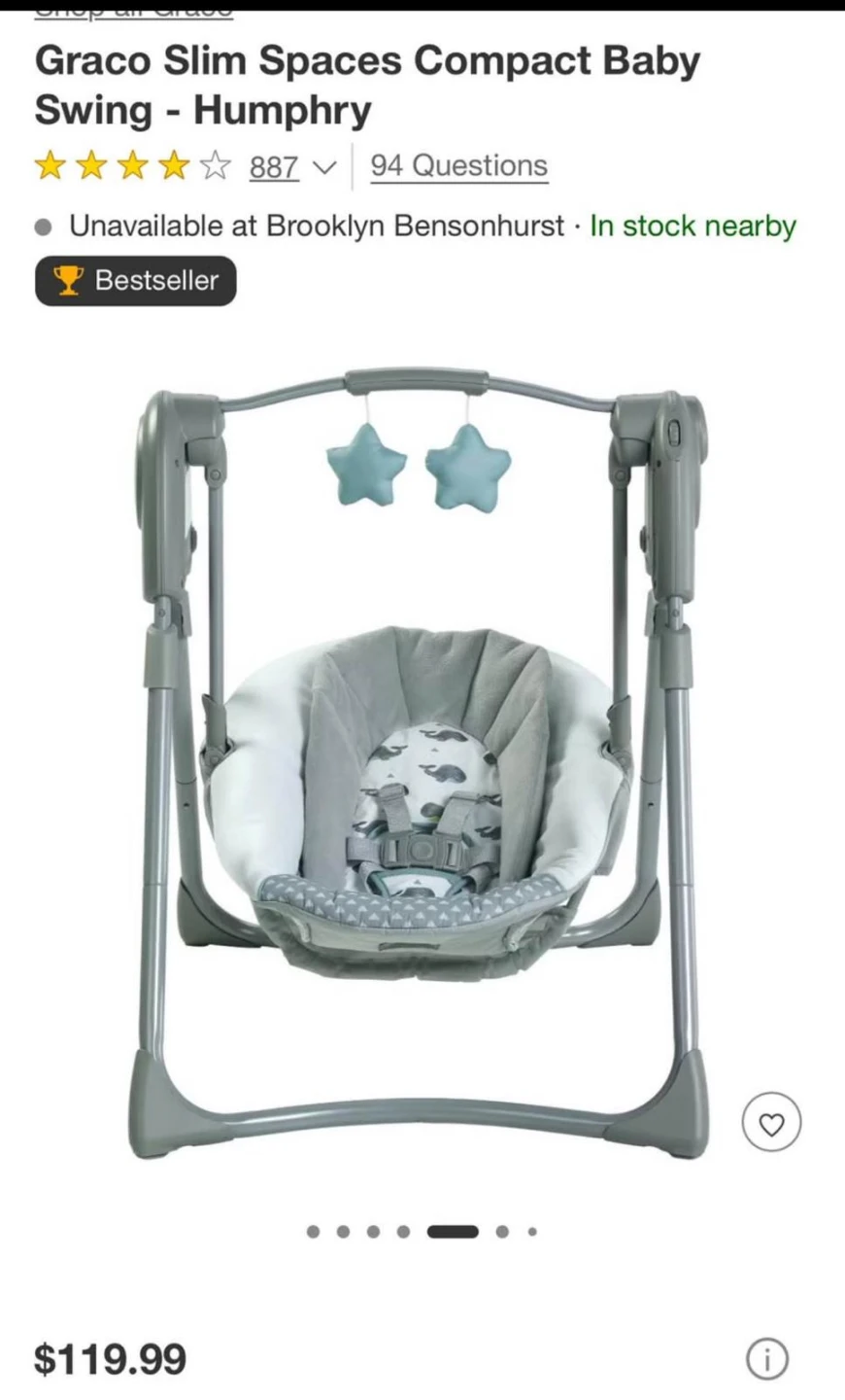 Graco Slim Spaces Compact Baby Swing - Humphry