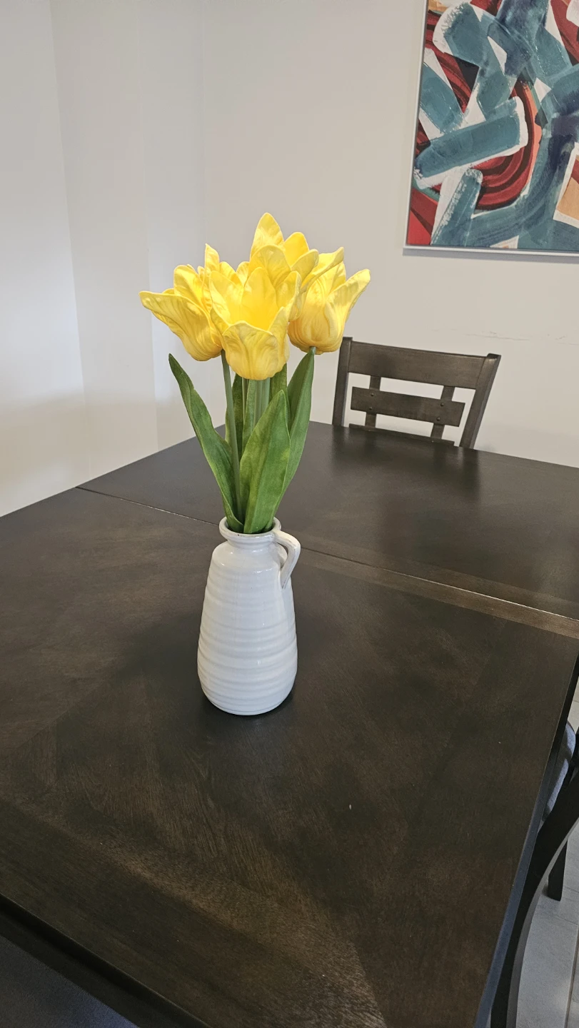 Yellow Tulip Bouquet in White Vase