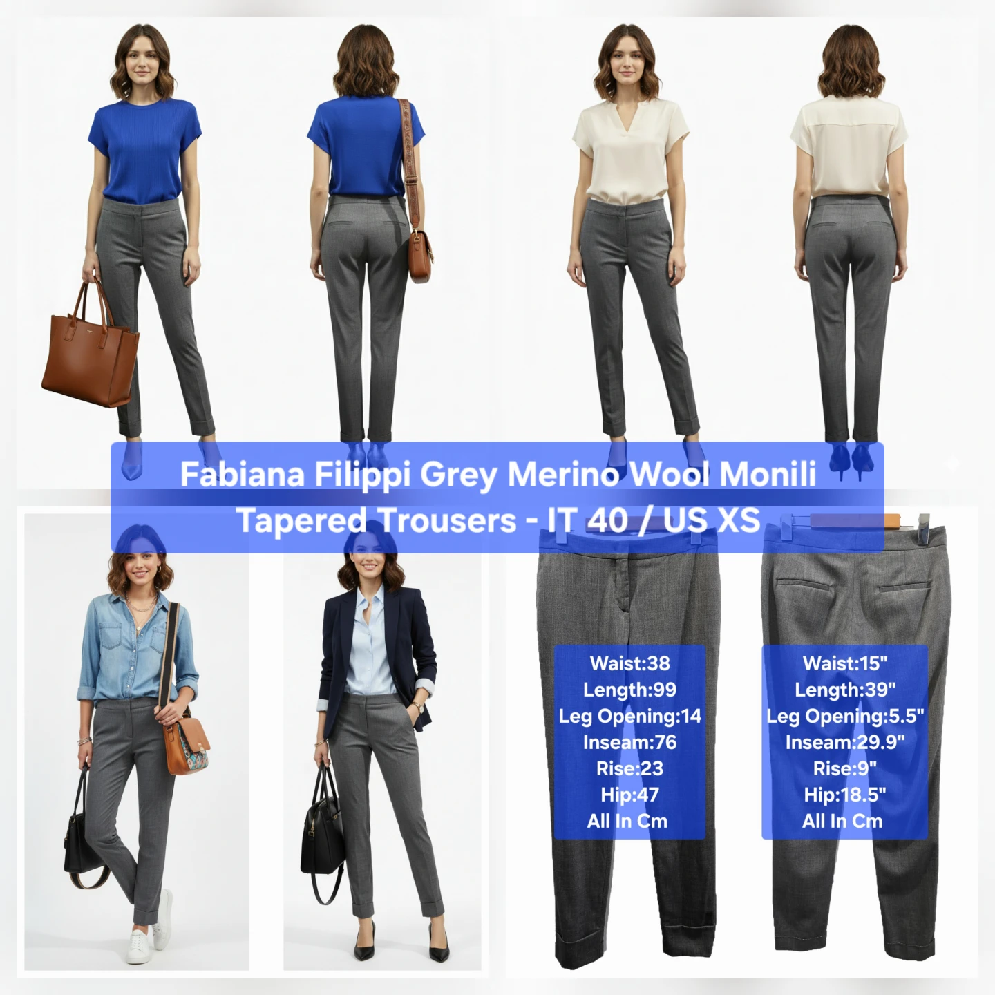 Fabiana Filippi Merino Wool Monili Tapered Trousers Size US XS
