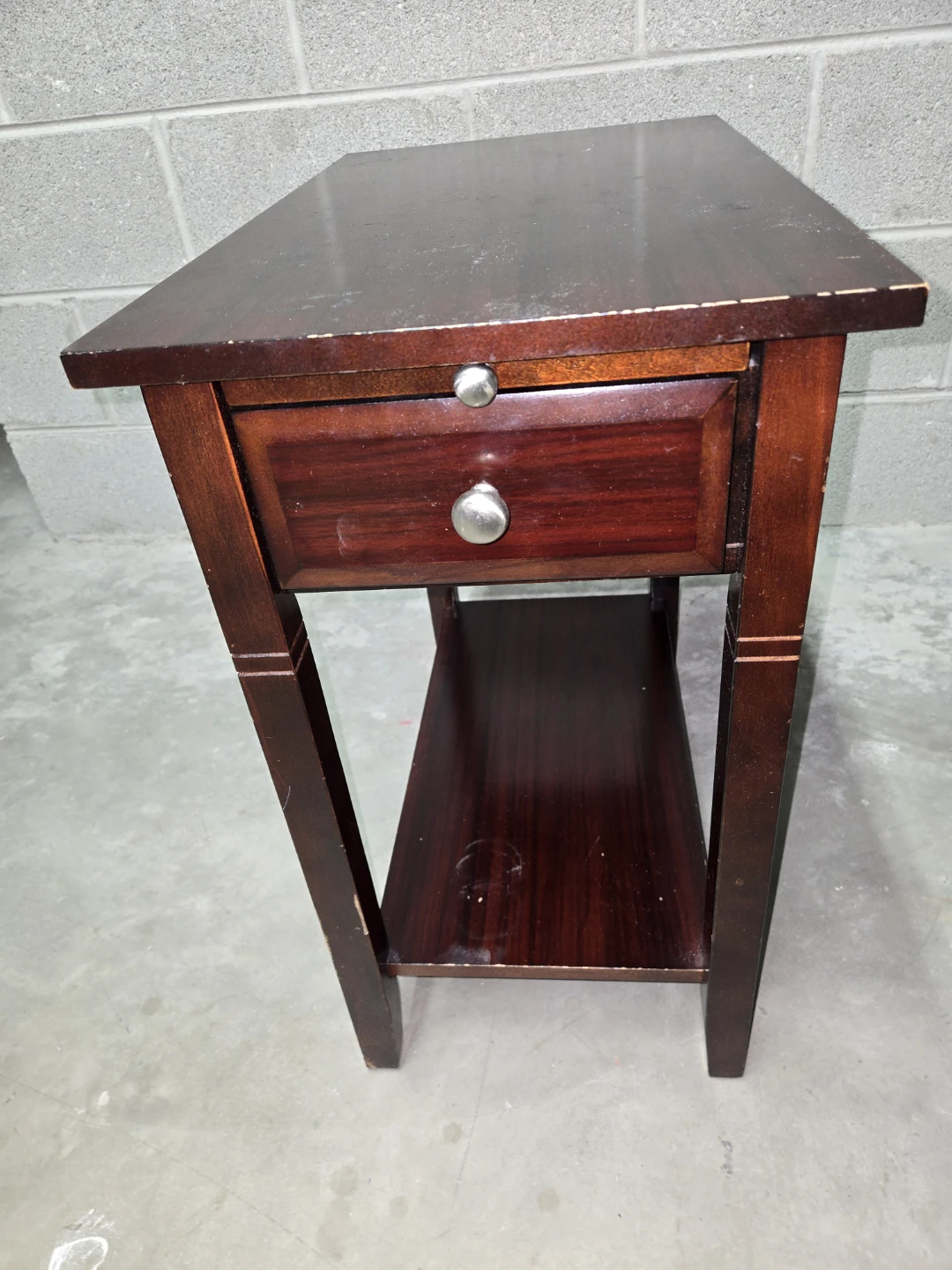 Dark Wood Accent Table with Drawer
