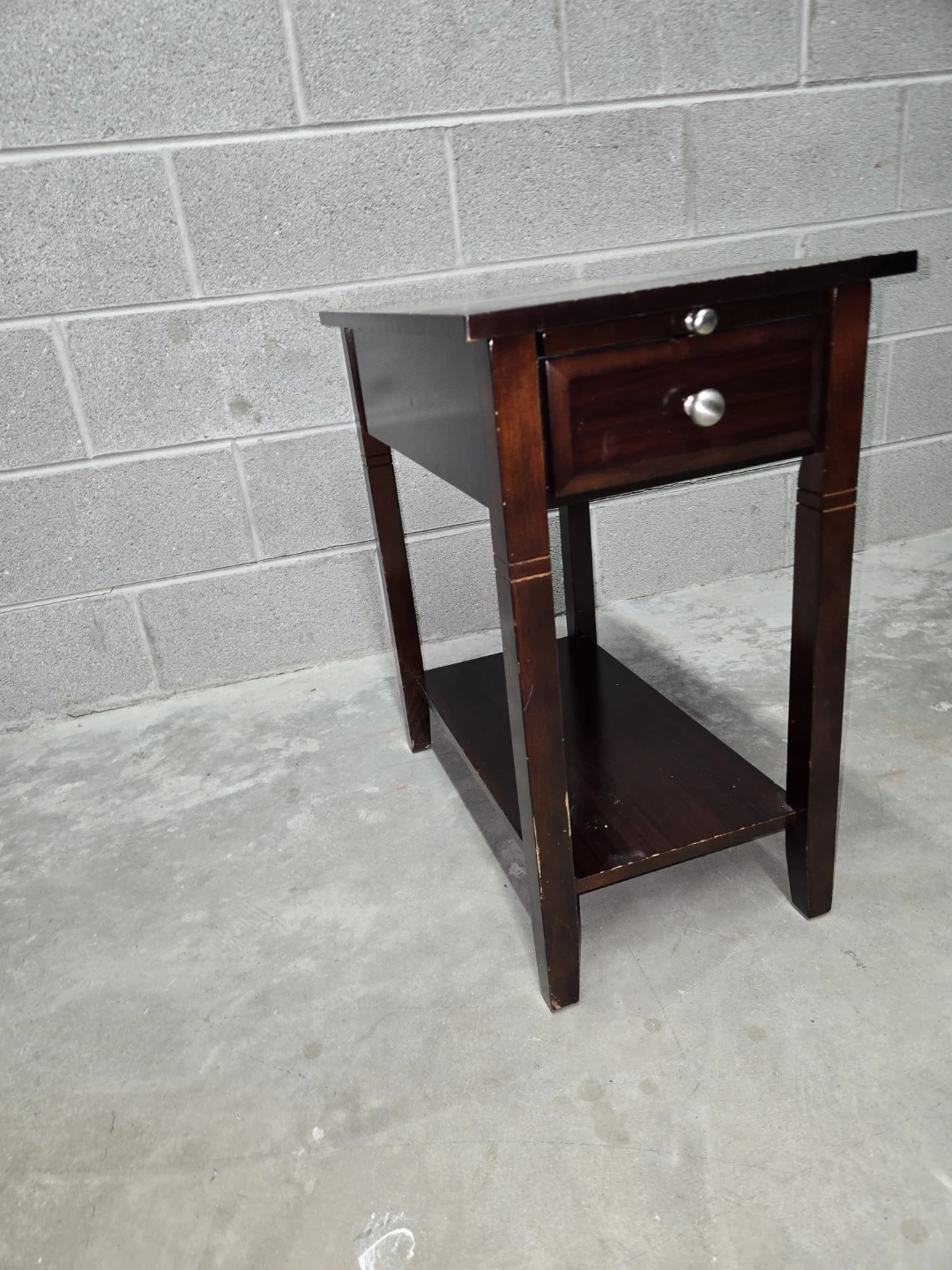Dark Wood Accent Table with Drawer - photo 2