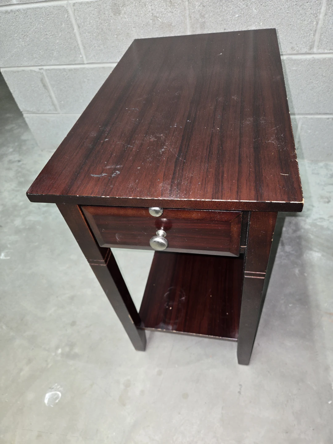 Dark Wood Accent Table with Drawer - photo 3