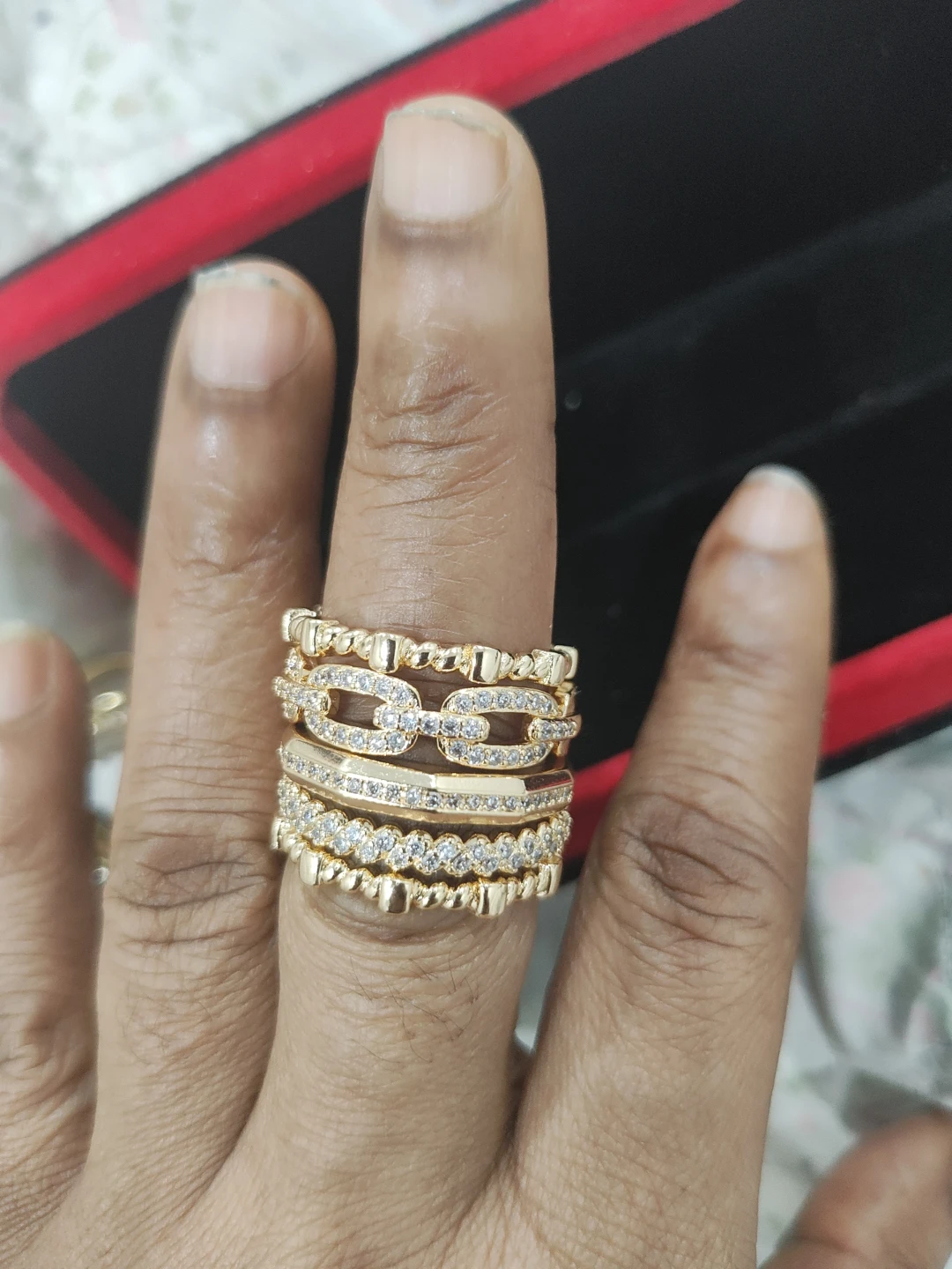 Stackable Ring Set with Diamonds and Emeralds - photo 5
