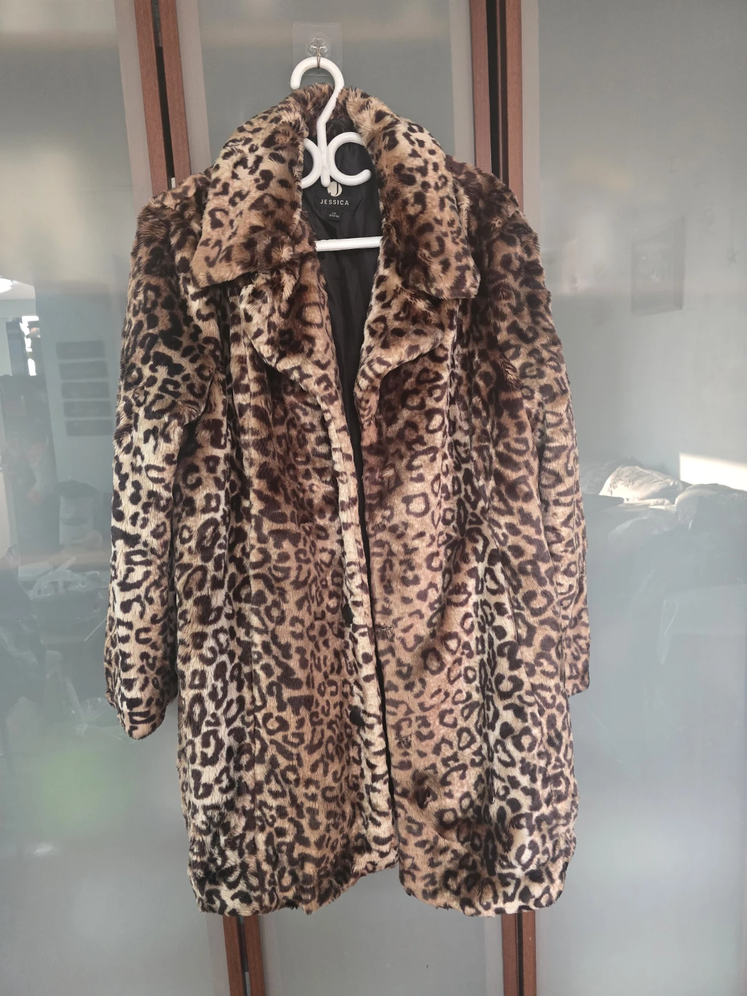 Jessica Leopard Print Faux Fur Coat