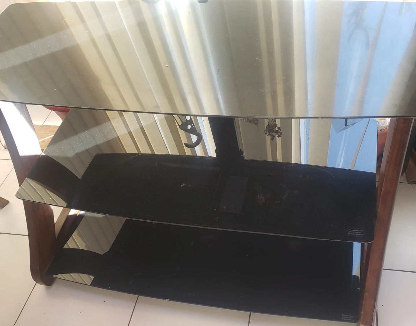 Glass TV Stand with Shelves