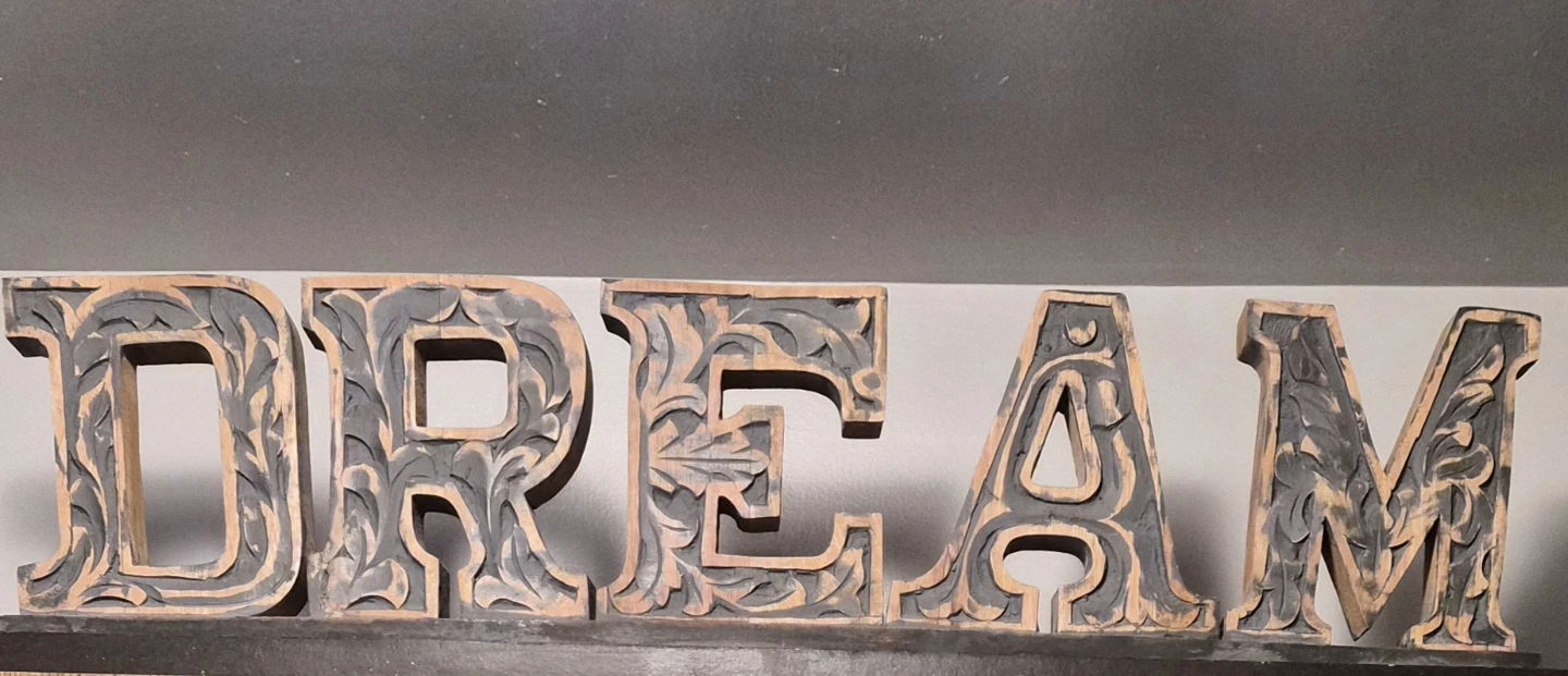 Carved Wooden Letters "DREAM" Decor