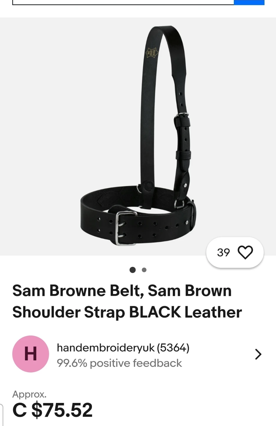 Sam Browne Belt and Shoulder Strap