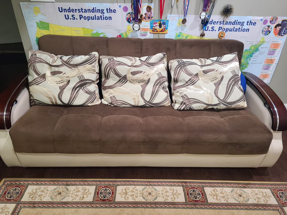 Turkish Brown Tufted sleeper Sofa with 3 Decorative Pillows