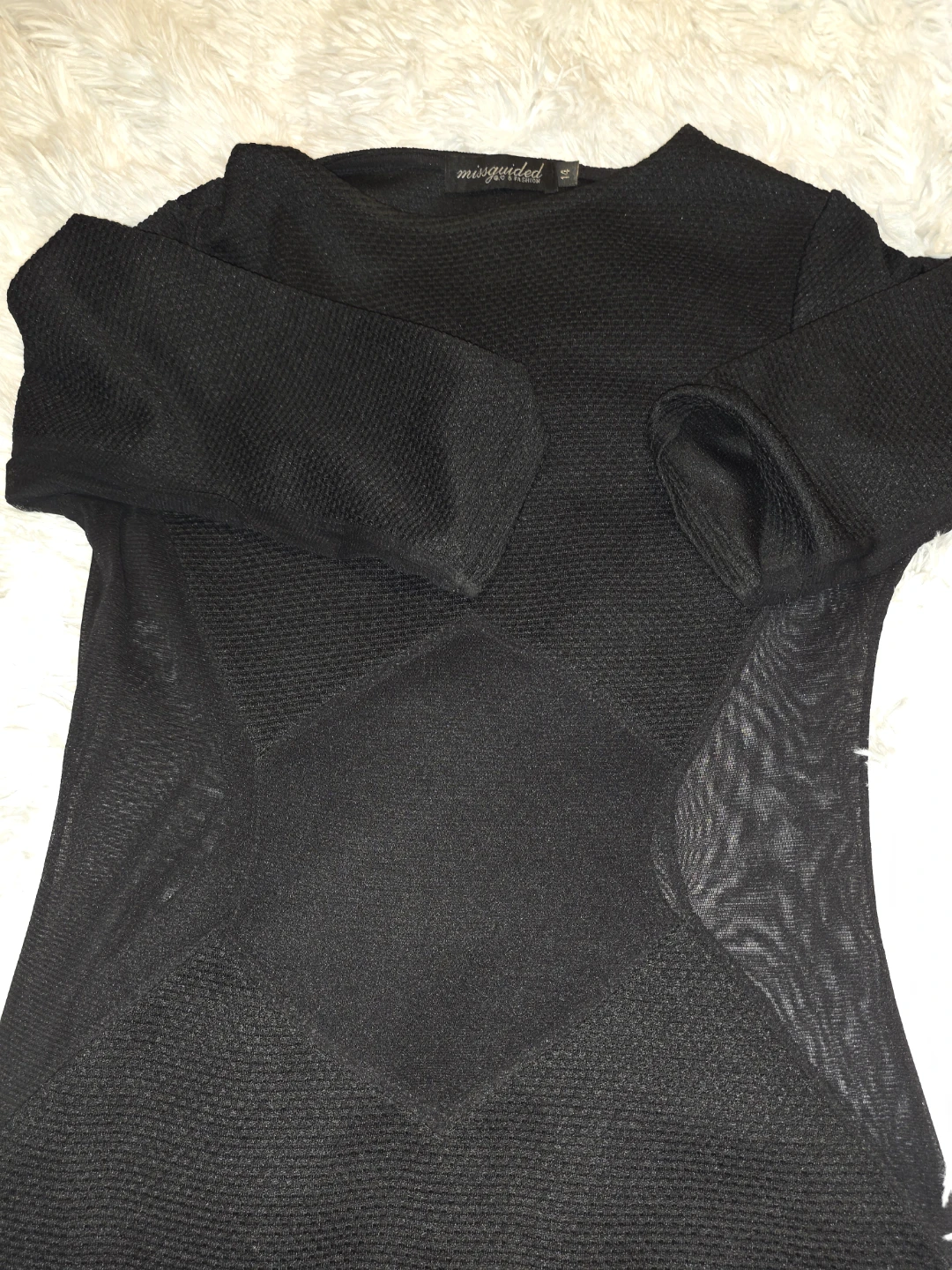 Black Missguided Mesh Panel Dress Size 14 - photo 2