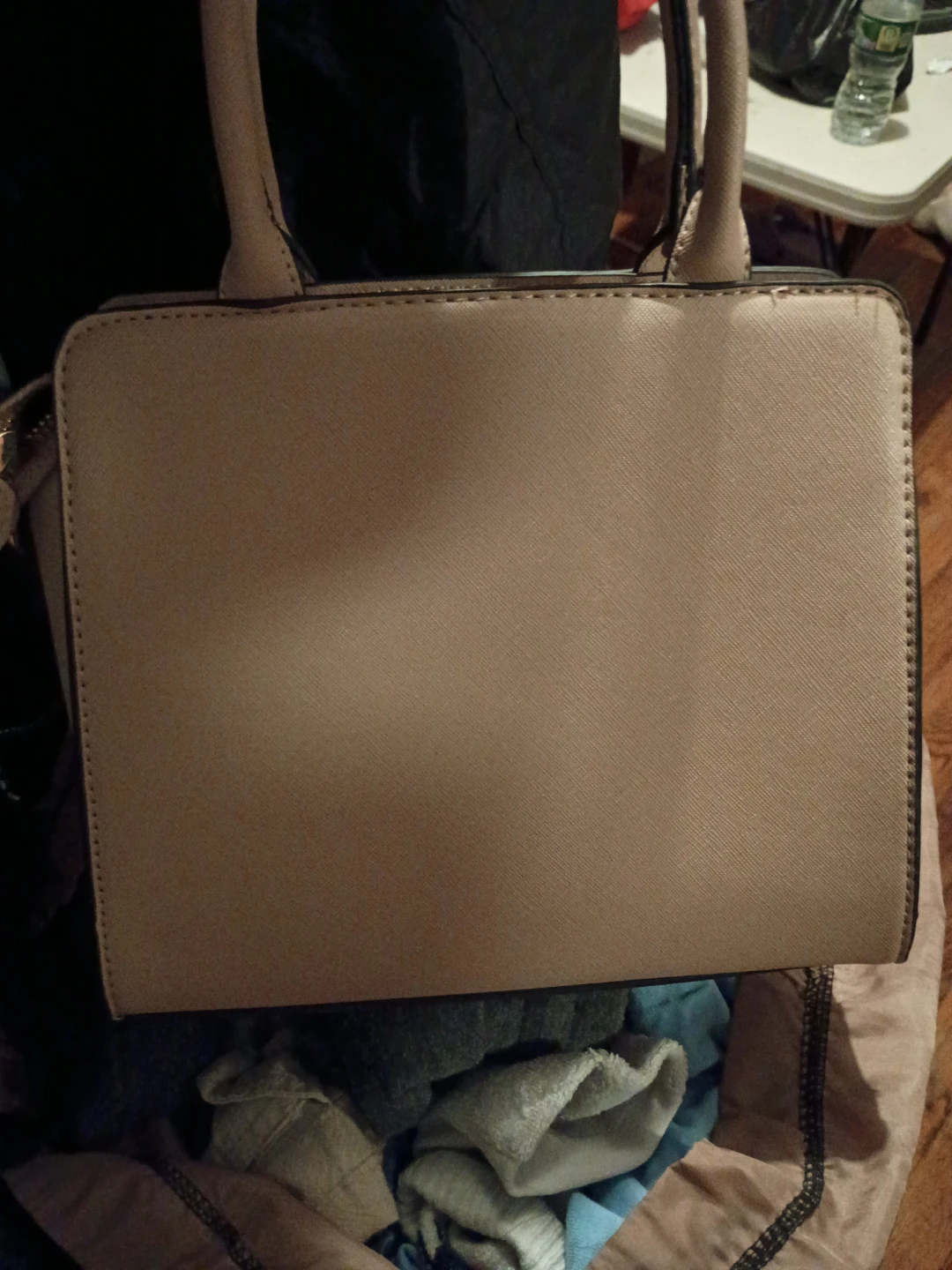 Tan Structured Top Handle Bag with Gold Buckle Detail - photo 2