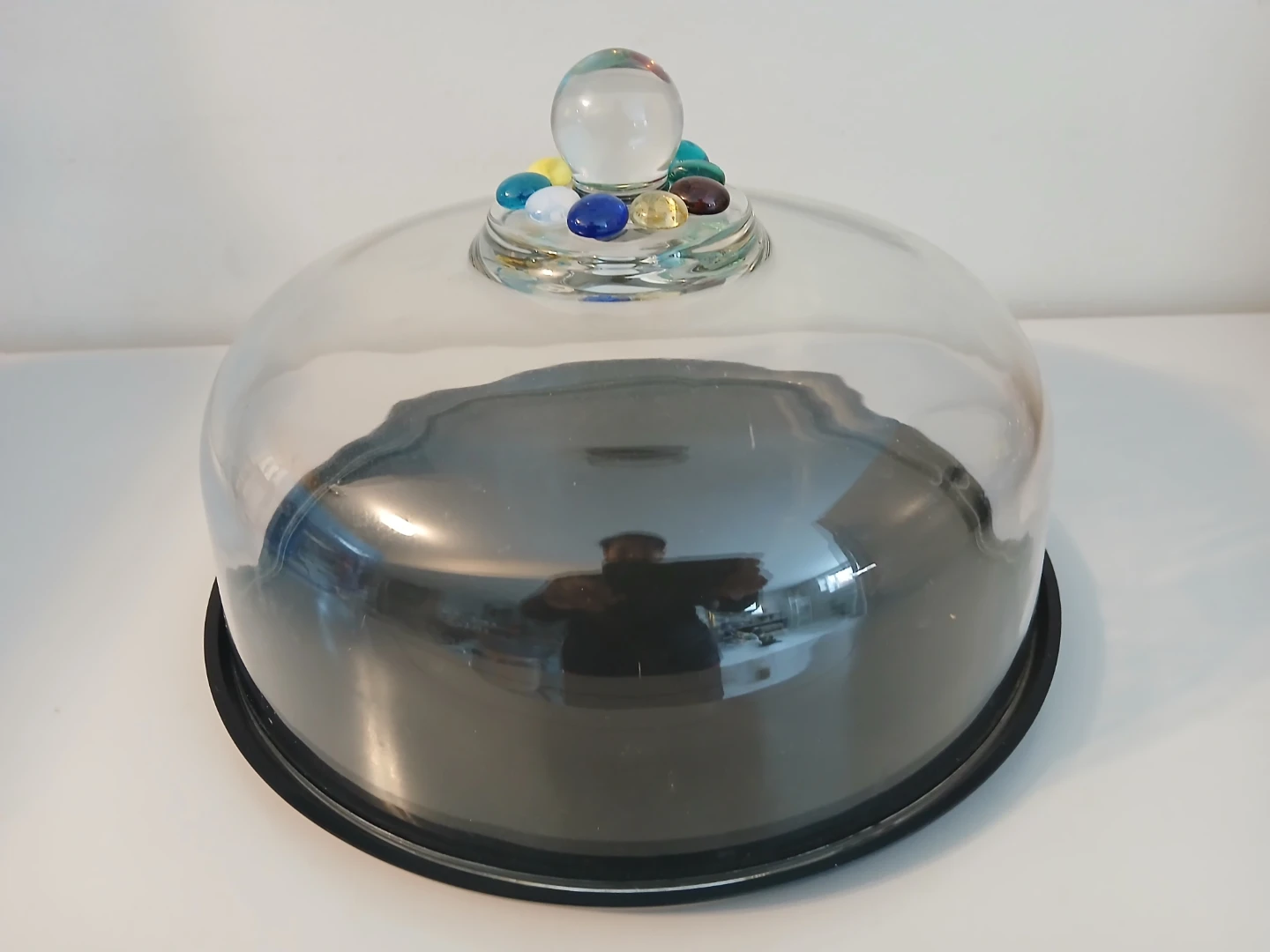 Glass Cake Dome Cover with Decorative Knob 12" - photo 3