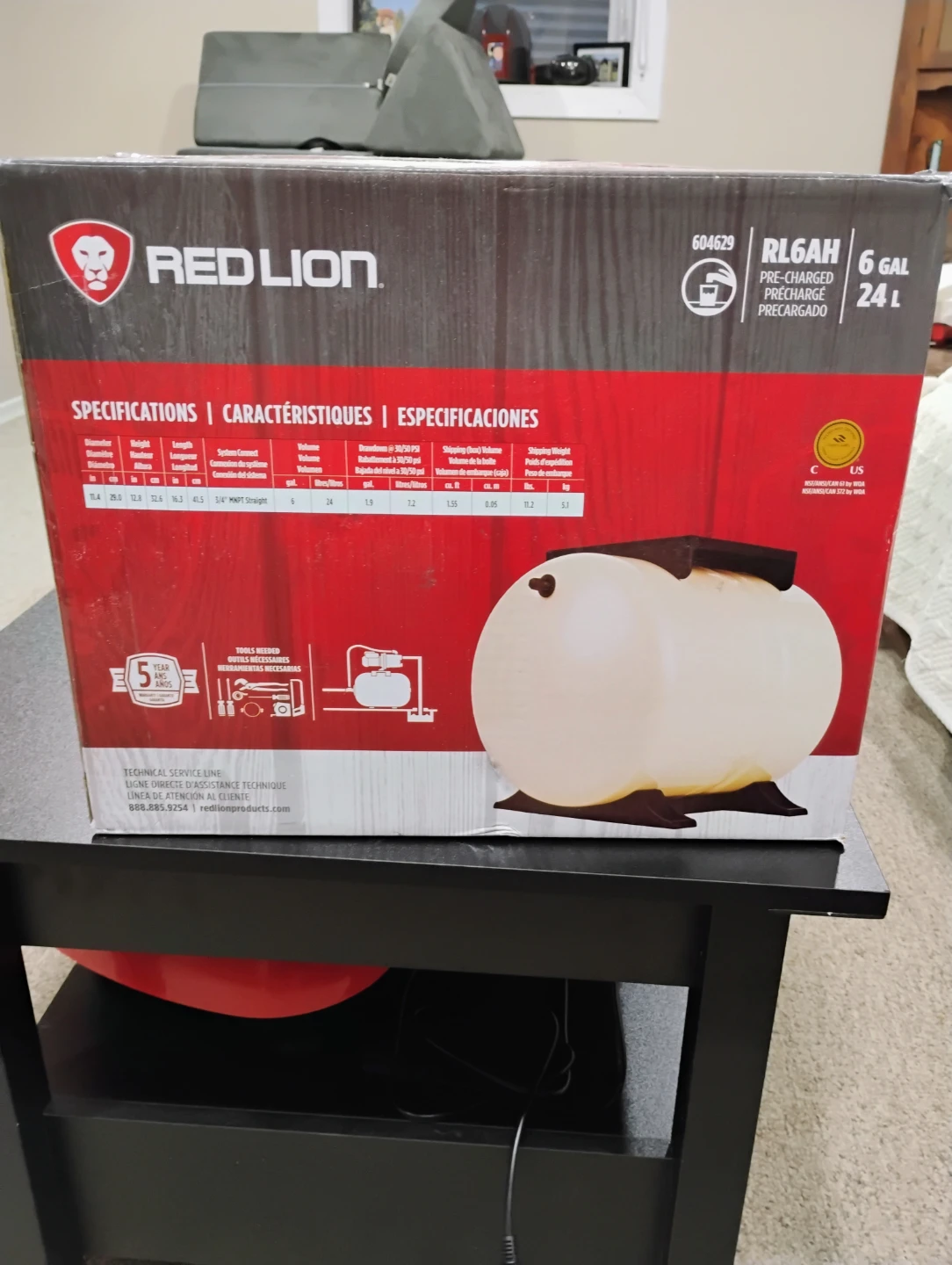Red Lion RL6AH 6 Gallon Pre-Charged Pressure Tank