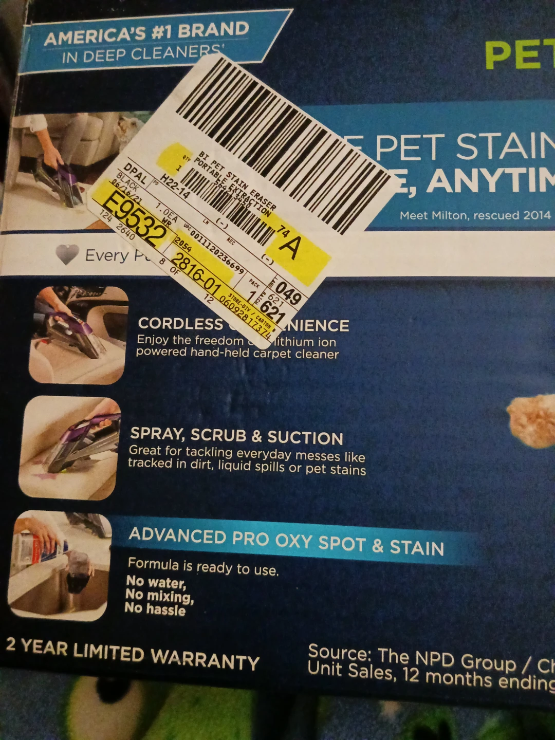 Bissell Pet Stain Eraser Cordless Carpet & Upholstery Cleaner - photo 2