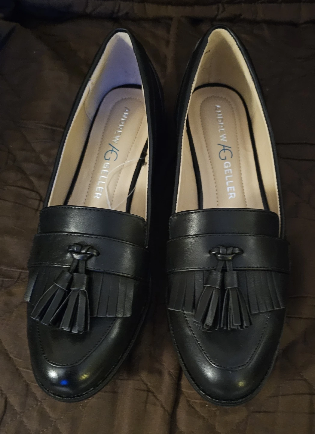 Andrew Geller Black Tassel Loafers Size 7.5