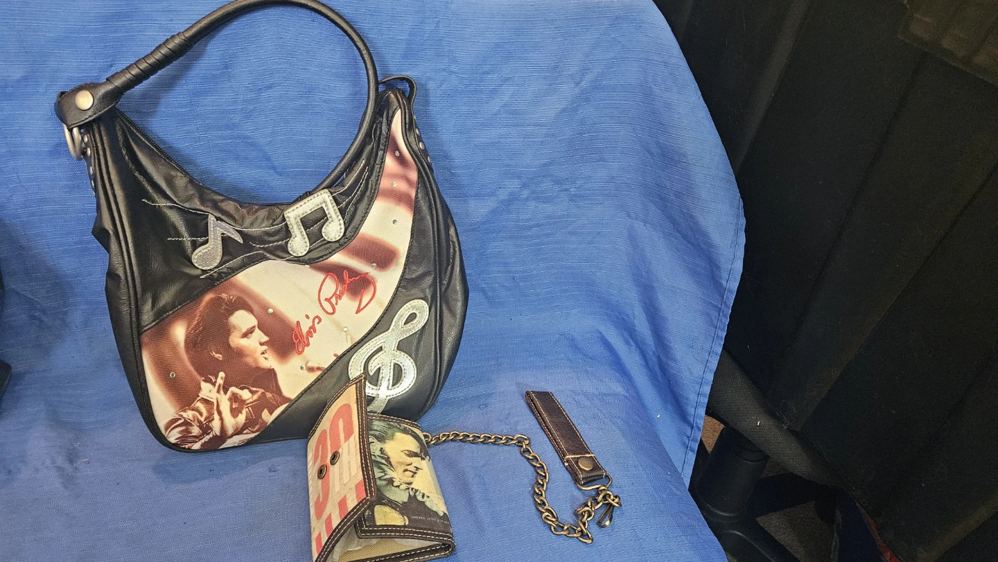 Elvis Presley Themed Black Handbag with New Wallet