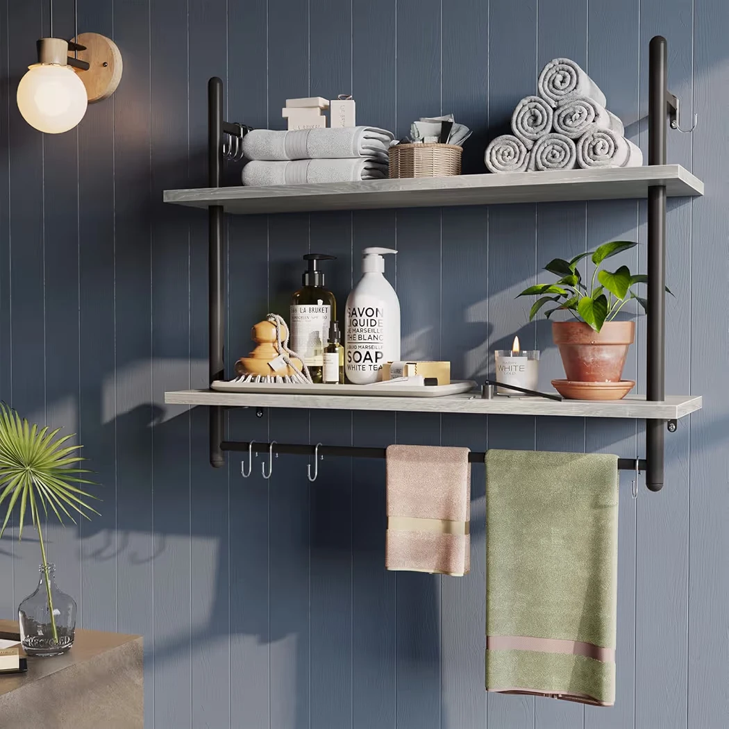 2-Tier Wall Shelf with Hanging Bar - photo 3