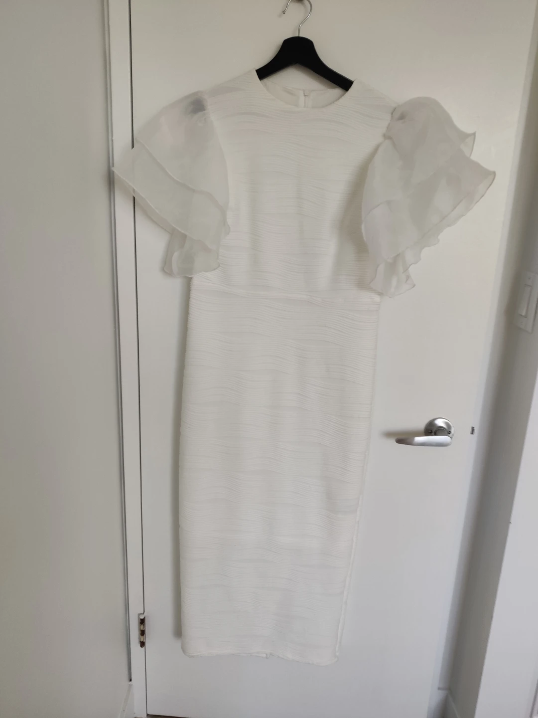 Ruffle Sleeve Jacquard Texture Slim Dress - Size L - photo 4