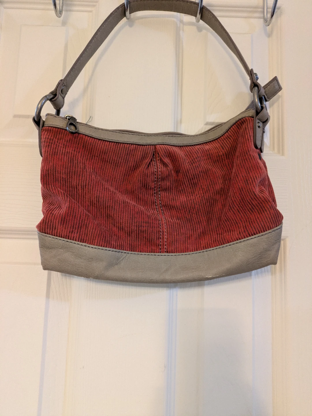 Esprit Corduroy and Faux Leather Shoulder Bag