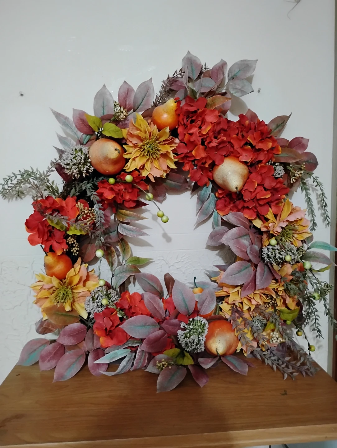 Fall Floral Wreath with Pears and Apples - photo 3