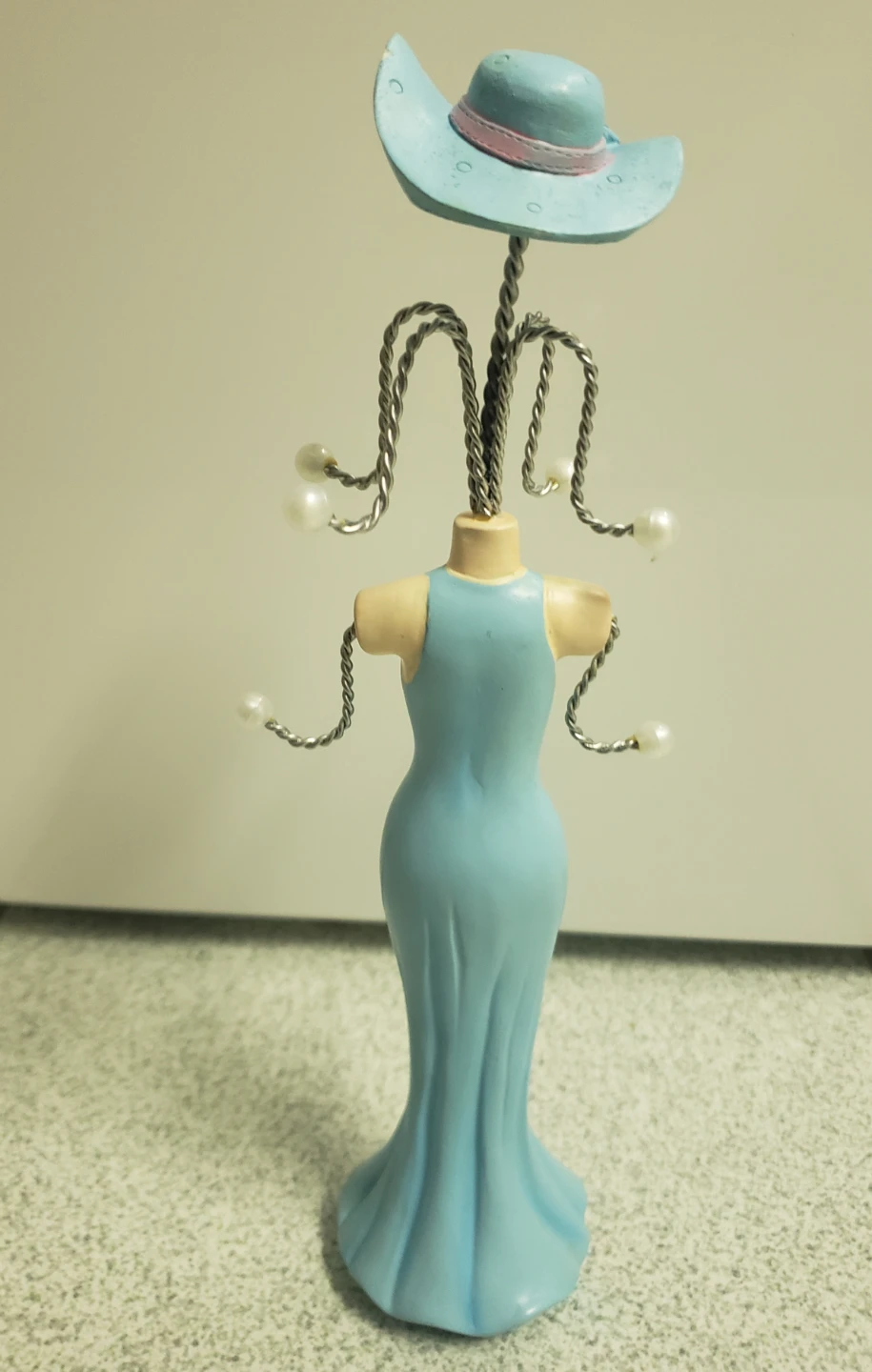 Blue Dress Form Jewelry Holder with Hat - photo 2