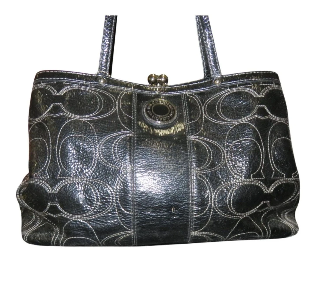 Coach Black Signature Hobo Handbag