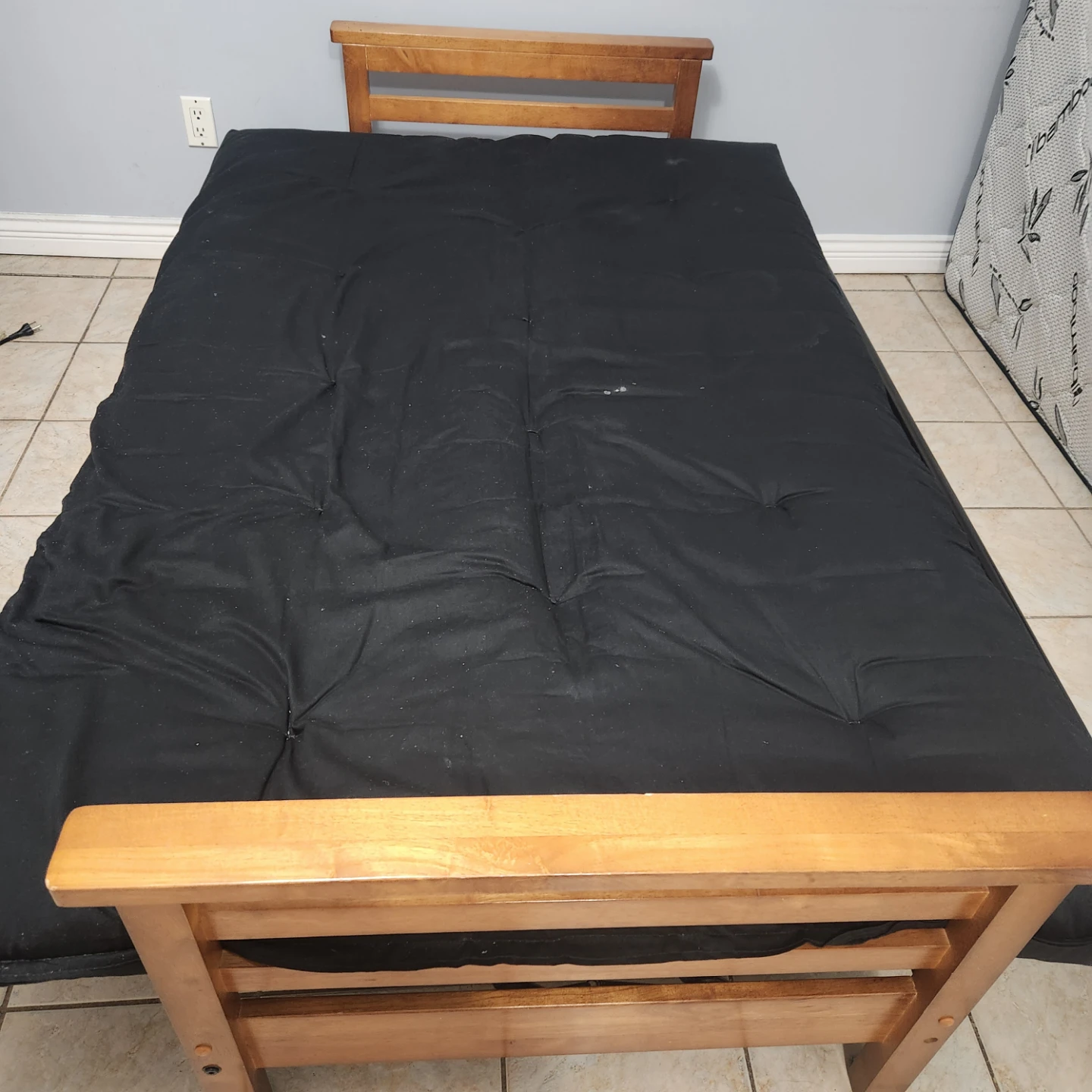Wooden Futon Frame with Black Mattress - photo 2
