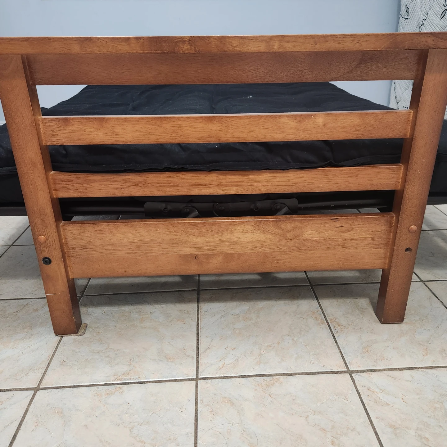 Wooden Futon Frame with Black Mattress - photo 3