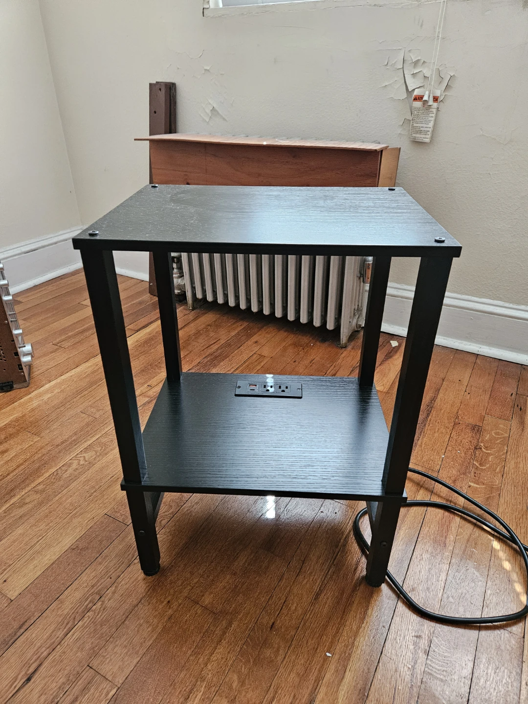Black End Table with Built-in Power Outlet and USB Ports