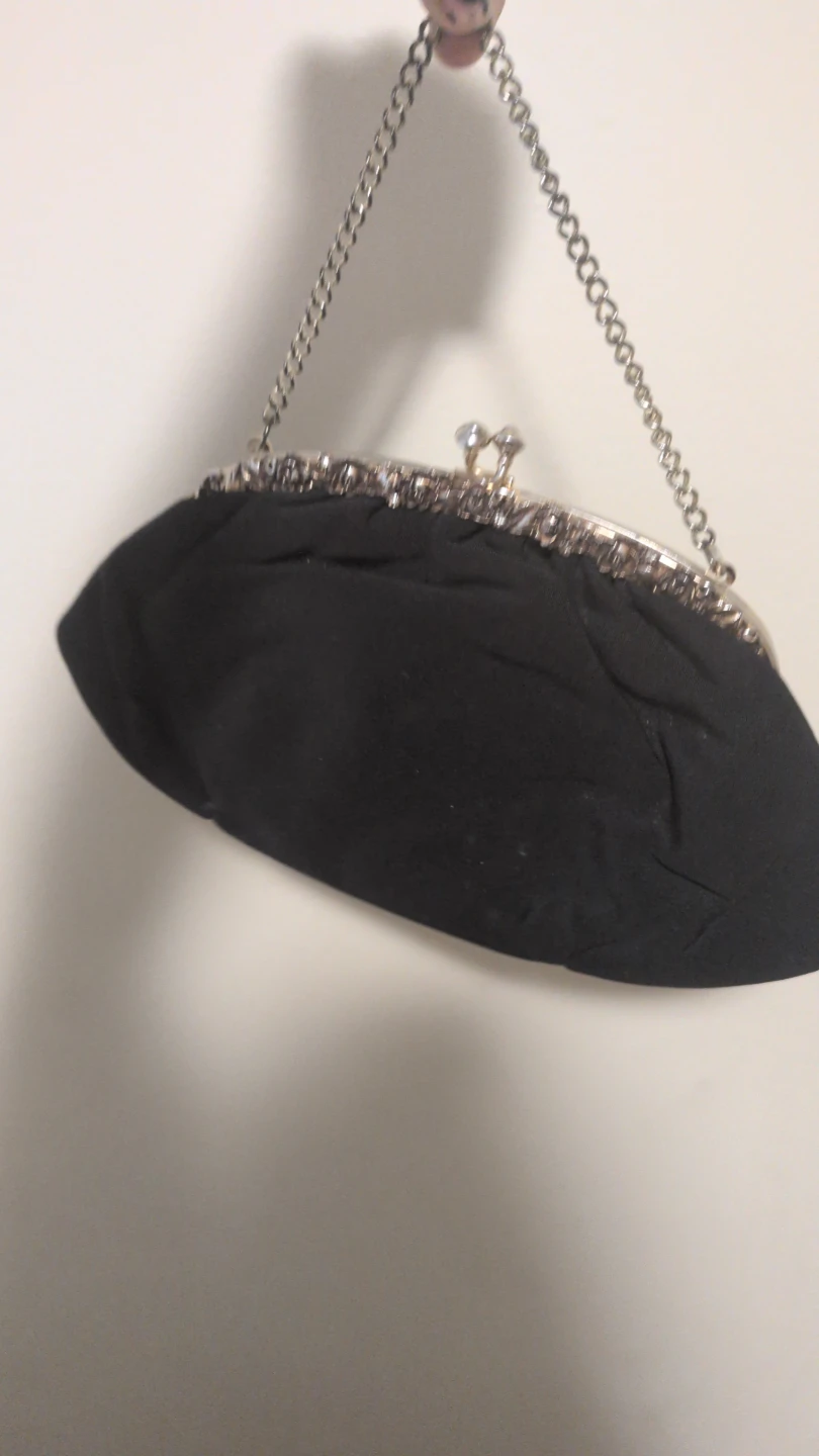 Black Clutch Evening Bag with Chain