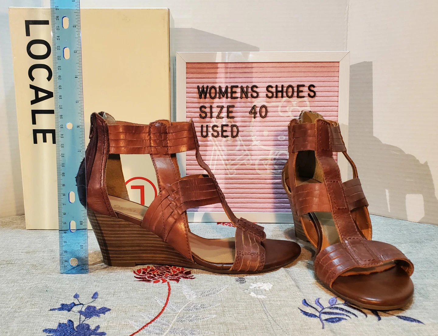 Locale Women's Brown Leather Wedge Sandals Size 40