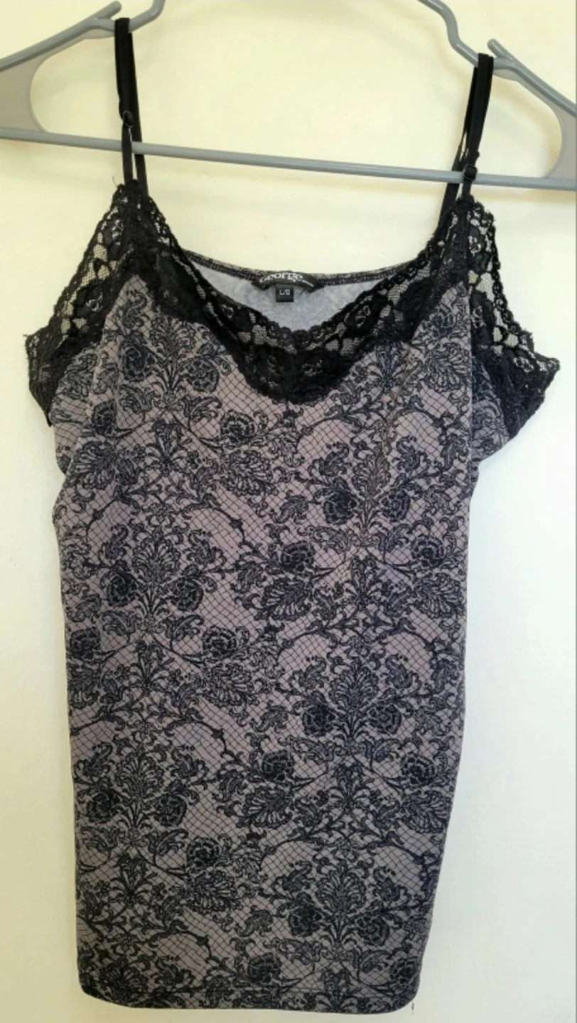 George - Lace Trim Tank Top - Size L