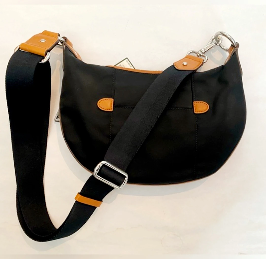 Lauren by Ralph Lauren Black Nylon & Leather Crossbody Bag