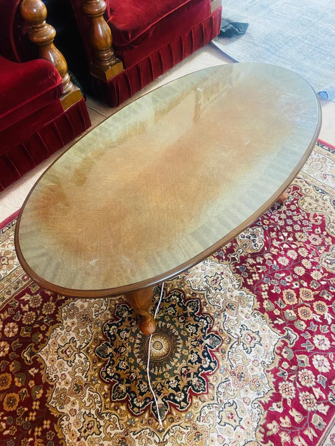 Oval Coffee Table with Wooden Base - photo 4