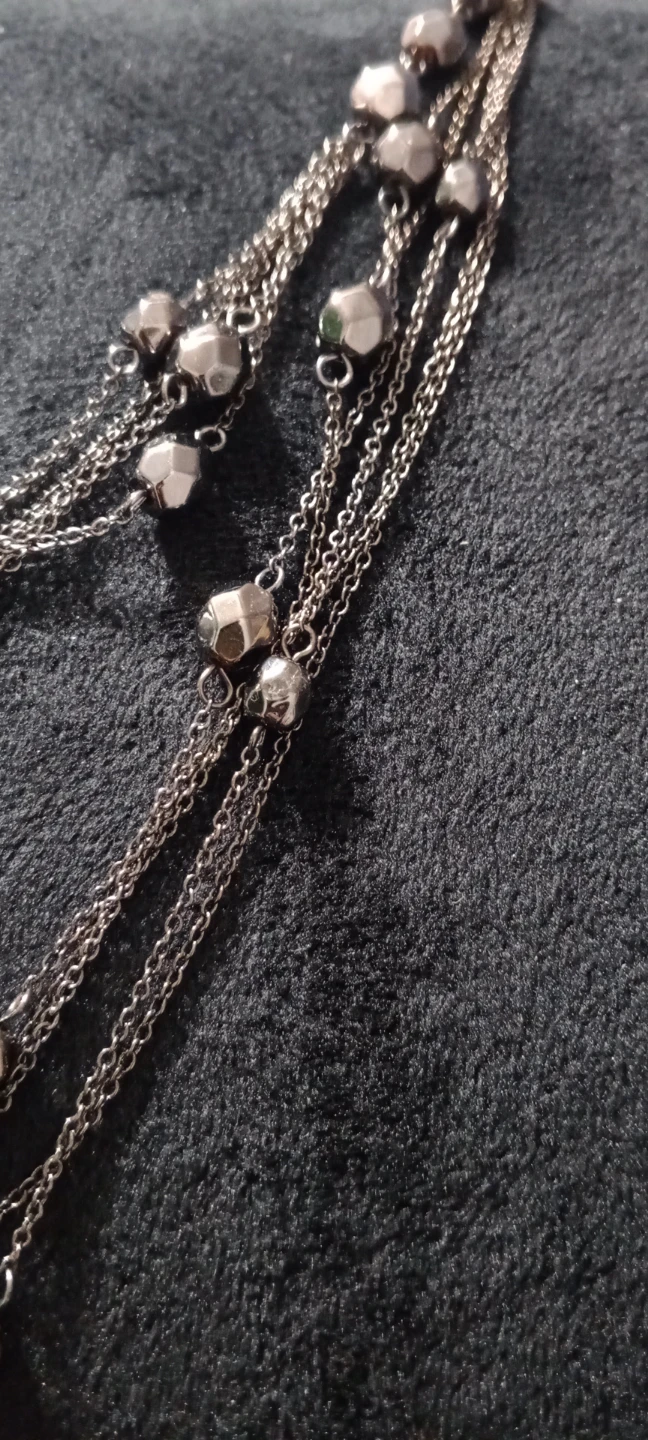 Vintage 🔥 Silver Tone Layered Beaded Necklace - photo 2