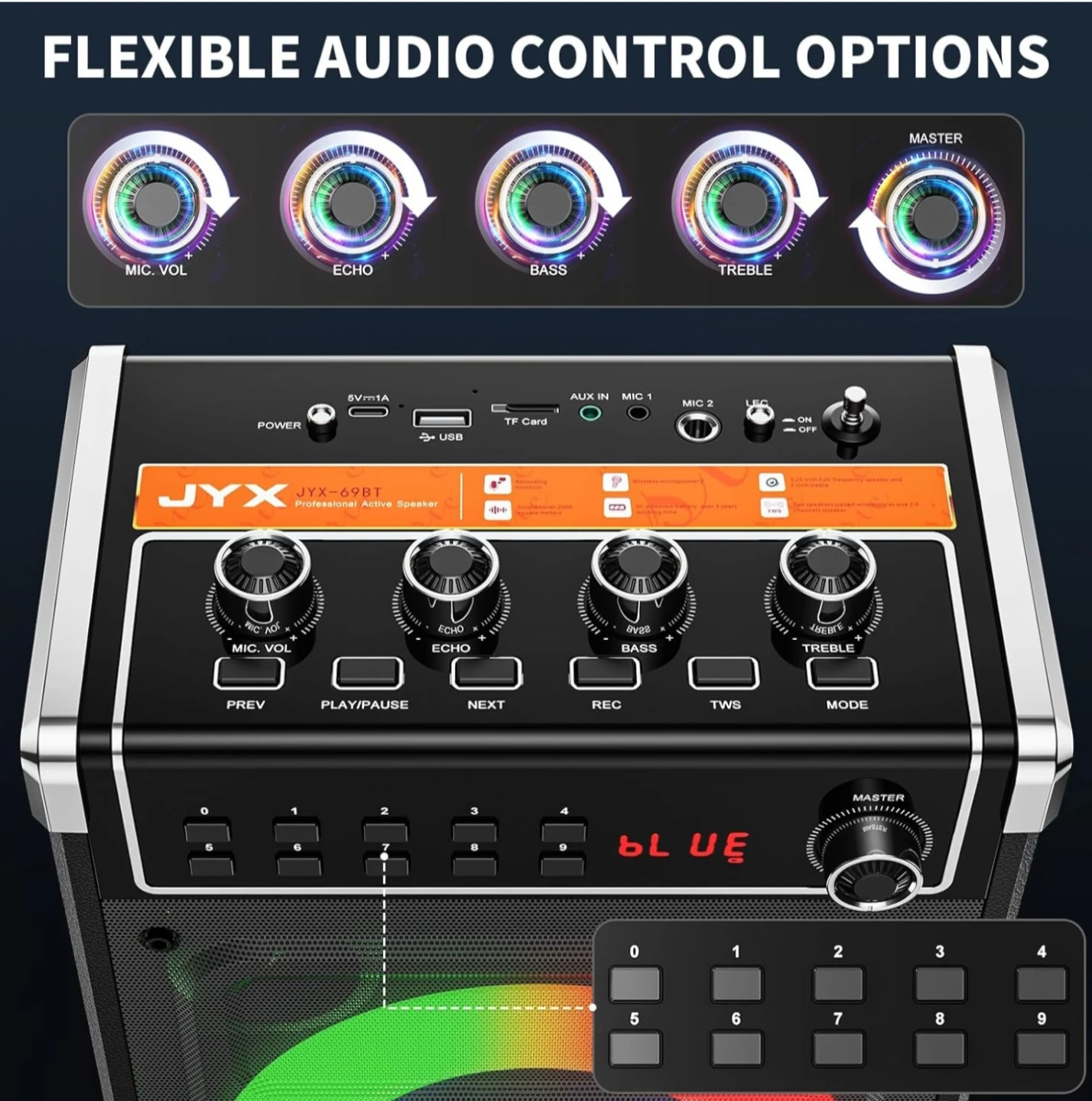 JYX-69BT Portable Karaoke Machine with Microphones - photo 3