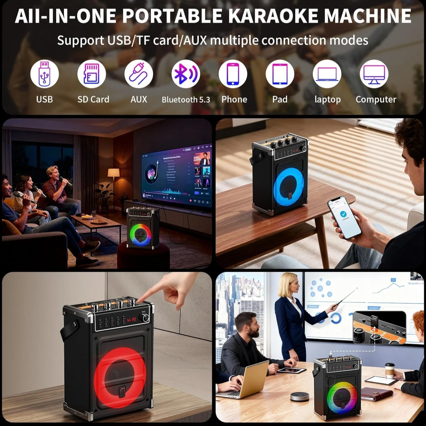 JYX-69BT Portable Karaoke Machine with Microphones - photo 5