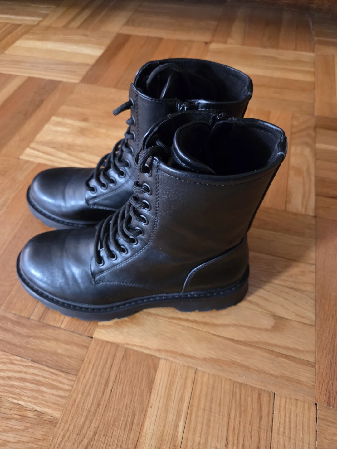 Black Lace-Up Combat Boots