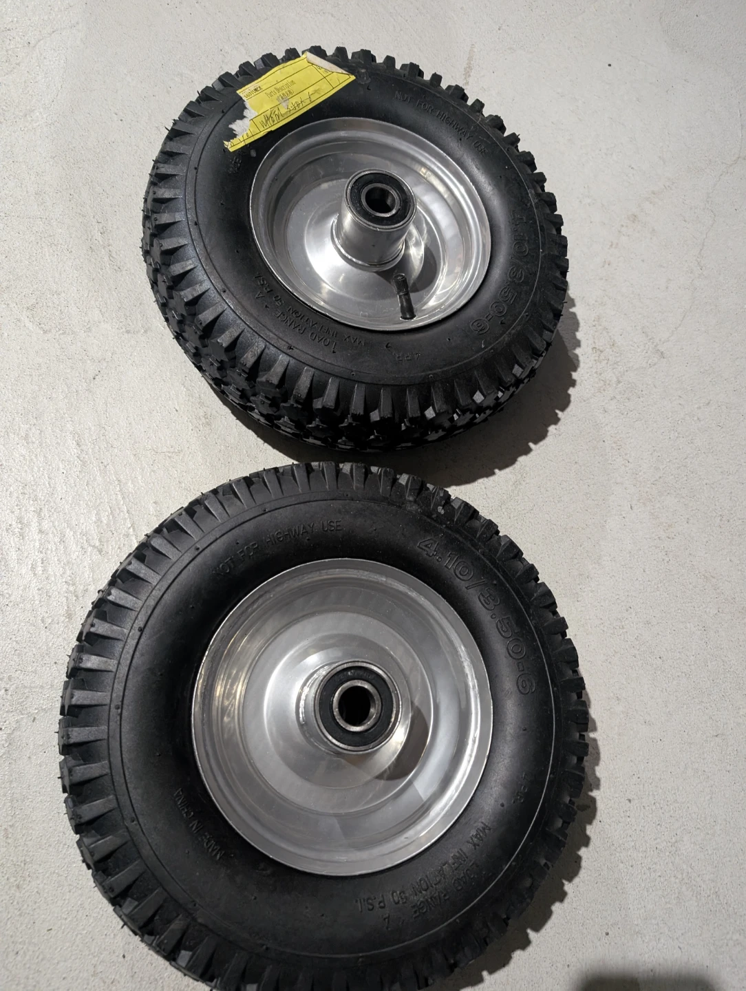 2 x 4.10/3.50-6 Pneumatic Tires with Rims - photo 3
