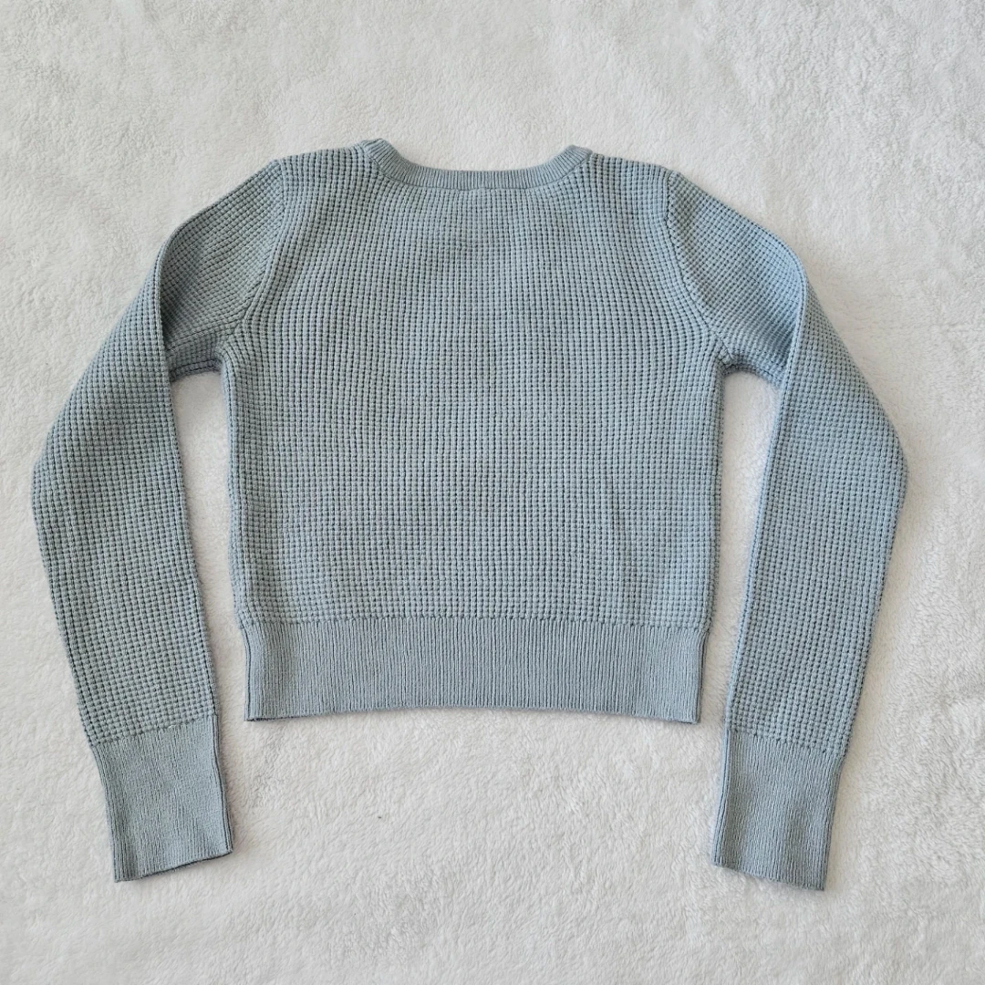 Garage Light Blue Waffle Knit Sweater - M - photo 2