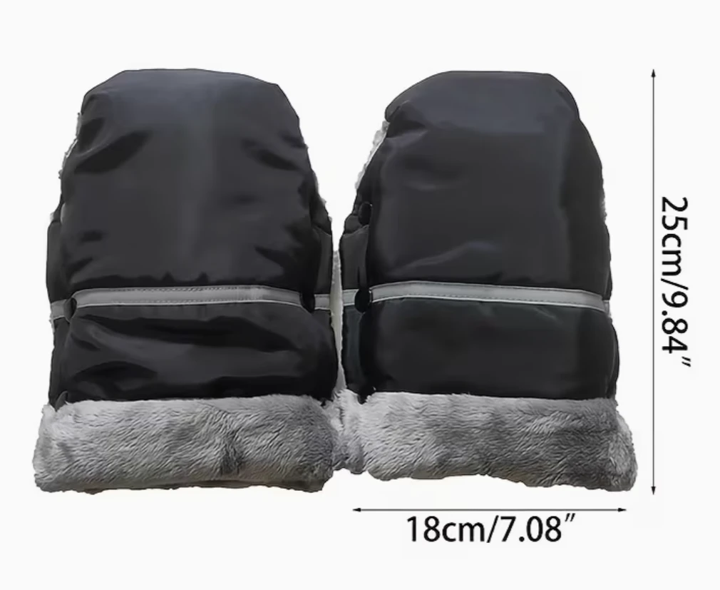 Black Fleece-lined Stroller Mittens